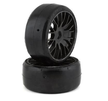 GRP GT - TO4 Slick Belted Pre-Mounted 1/8 Buggy Tires (Black) (2) (XM5) w/FLEX Wheel- XM5