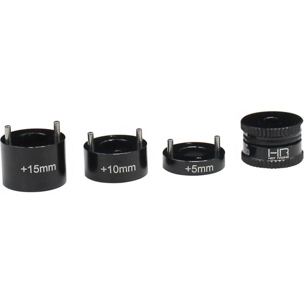 Hot Racing Aluminum Ride Height Gauge, 14-20mm plus 5, 10, & 15mm: 1/8, 1/10 Vehicles