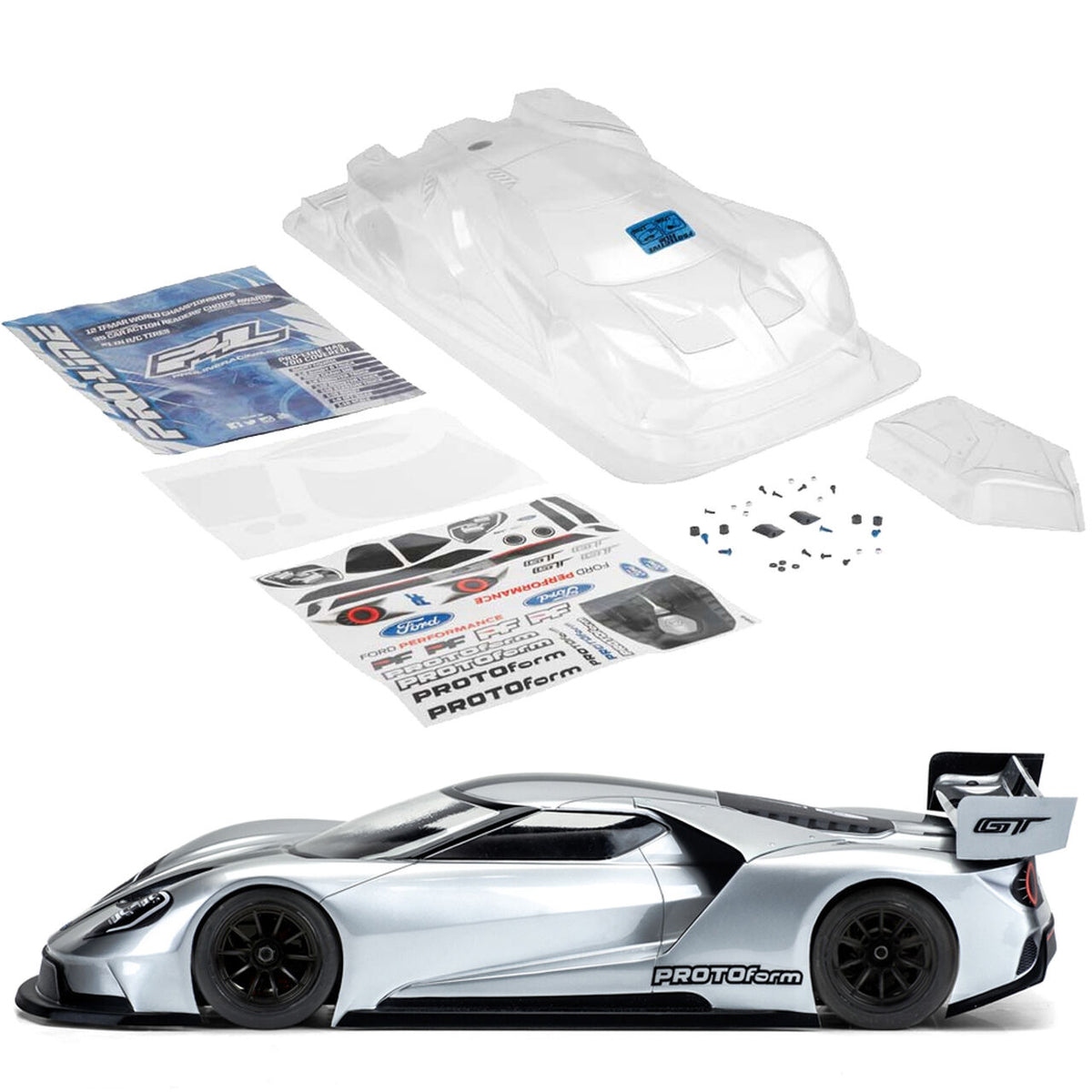 Protoform Clear Body, Ford GT Light Weight: 1/10 190mm Touring Cars ...