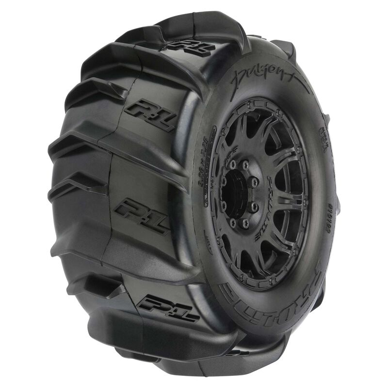 Pro-Line 1/8 Dumont F/R 3.8" MT Tires Mounted 17mm Blk Raid (2)