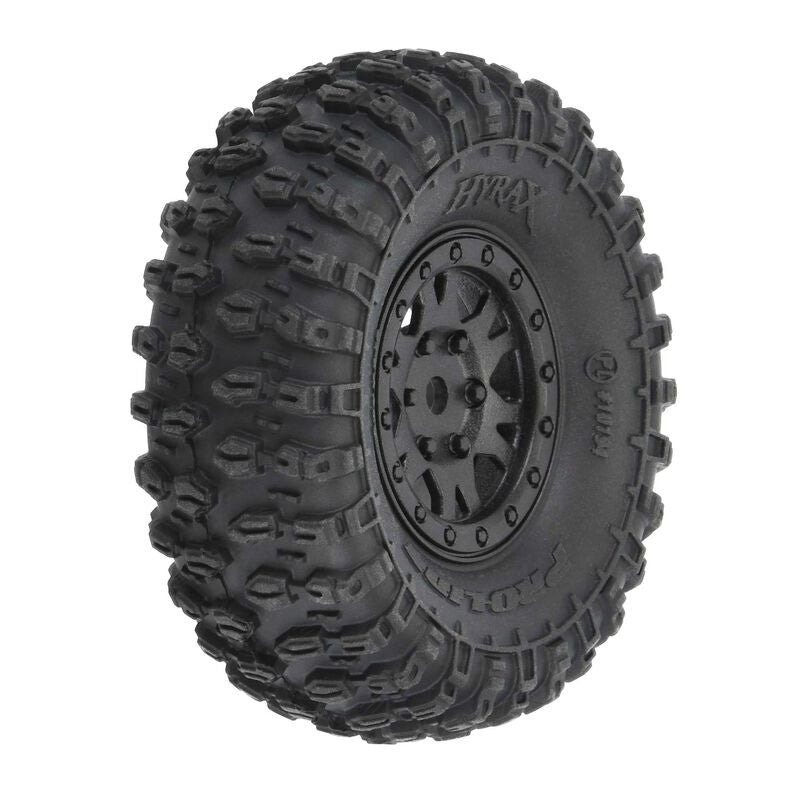 Pro-Line1/24 Hyrax Front/Rear 1.0" Tires Mounted 7mm Black Impulse (4): SCX24
