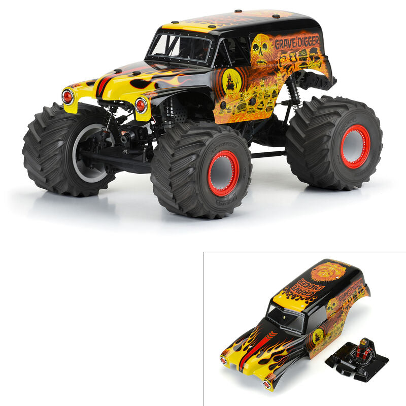Pro-Line 1/10 Grave Digger Fire (Red) Painted Body Set: LMT