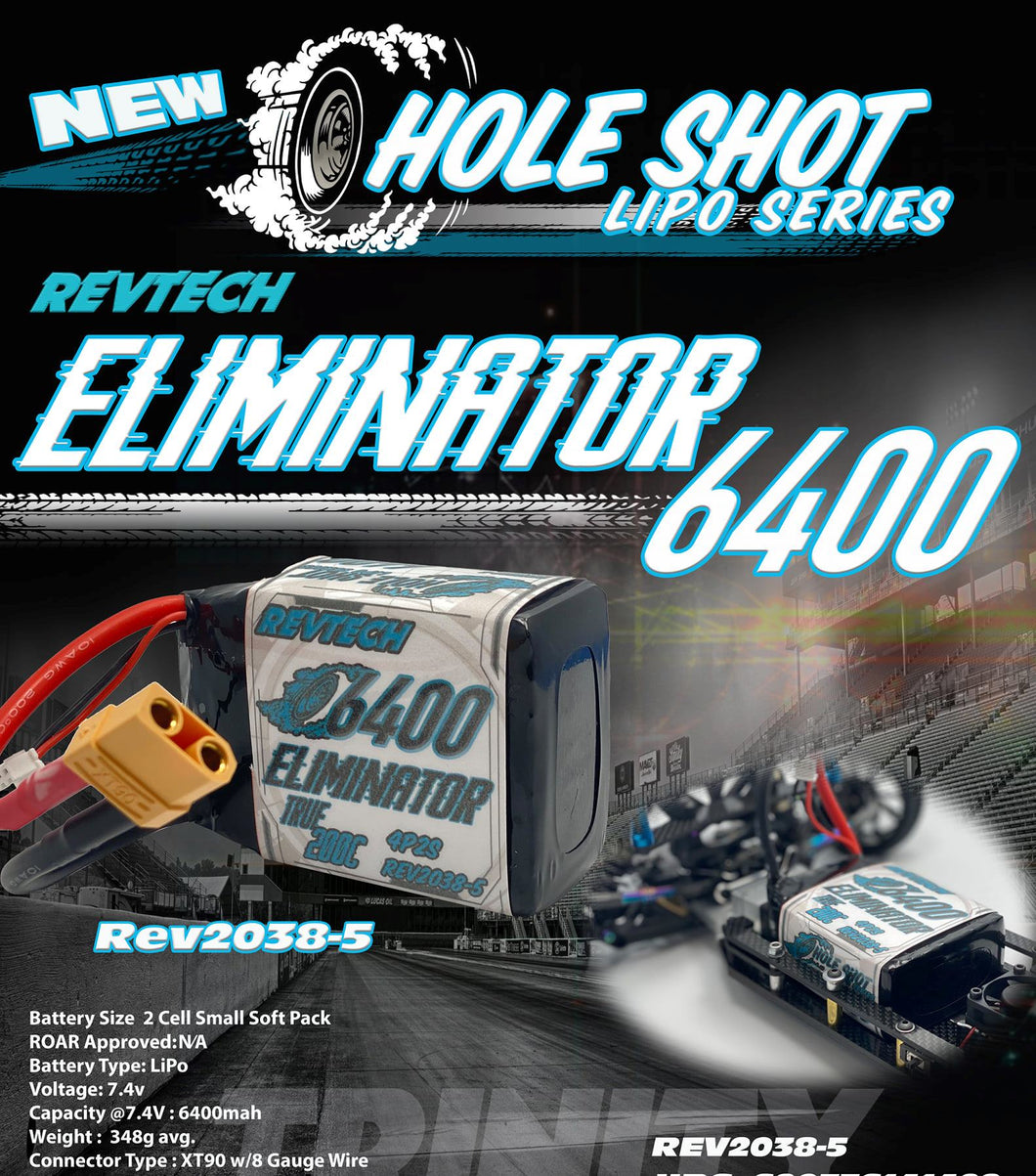 Trinity Revtech 6400mah Eliminator 200c 7.4v Drag Racing Lipo Battery REV2038-5
