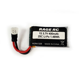 Rage RC 3.7V 400mAh 25C LiPo Battery; Micro Warbirds, Tempest 600, Super Cub MX