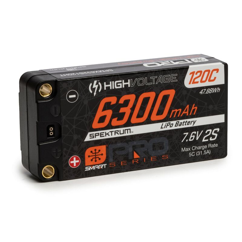 Spektrum 7.6V 6300mAh 2S 120C Smart Pro Race Shorty Hardcase LiHV Battery: Tubes, 5mm