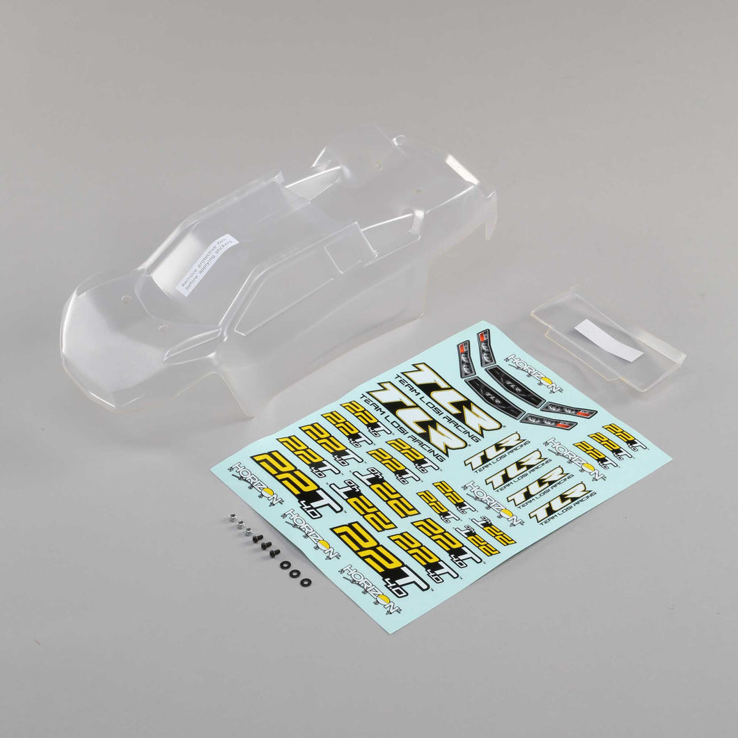 TLR 1/10 Clear Body Set with Stickers: 22T 4.0