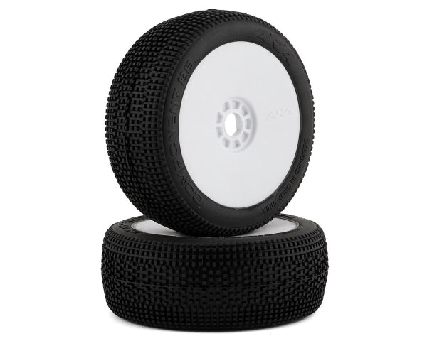AKA Component 2AB 1/8 Buggy Pre-Mounted Tires (2) (White) (Soft - Long Wear)