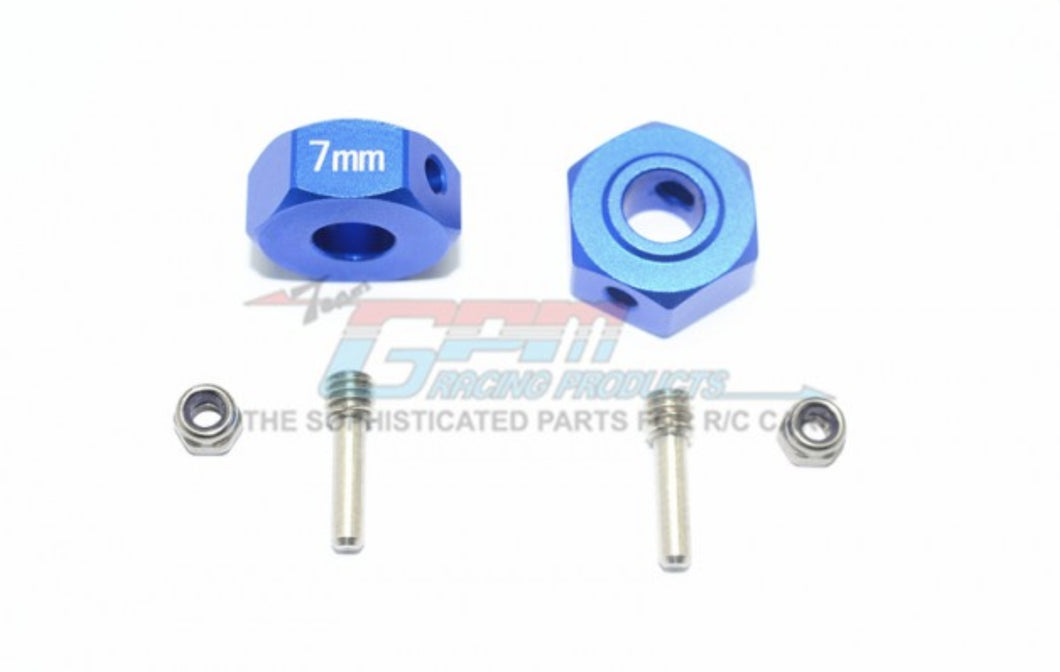 GPM ALUMINUM 14mm HEX ADAPTERS 7MM -6PC SET (Blue)