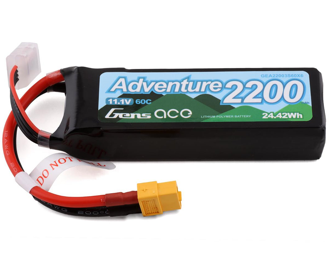 Gens Ace 3s LiPo Battery 60C (11.1V/2200mAh) w/XT-60 Connector