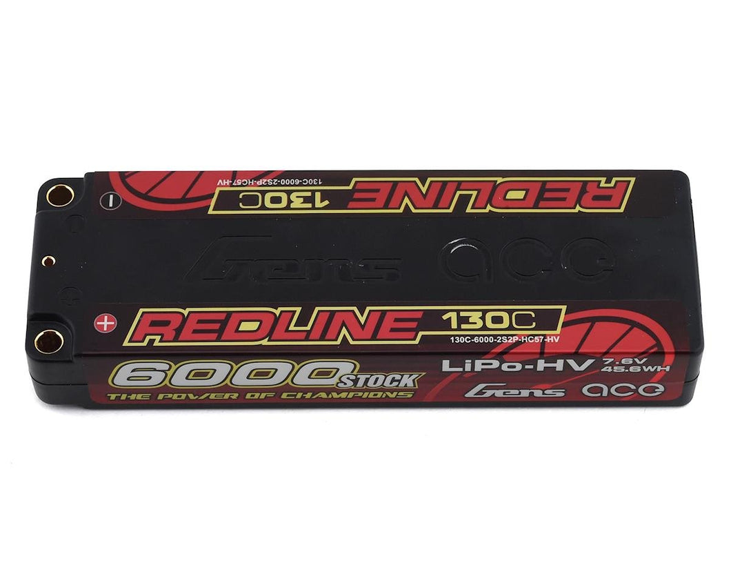 Gens Ace Redline 2S LiHV LiPo Battery 130C w/5mm Bullets (7.4V/6000mAh)
