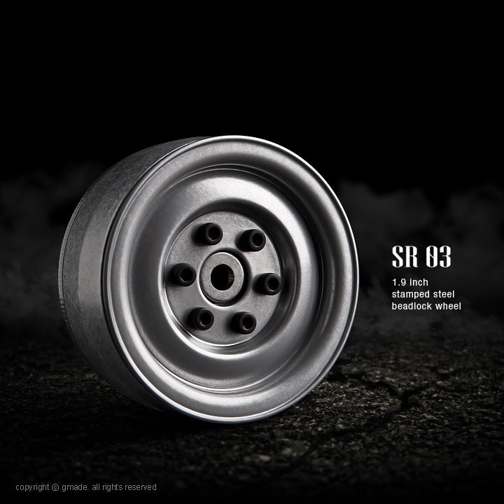 Gmade 1.9 SR03 Beadlock Wheels (Semigloss Silver) (2)