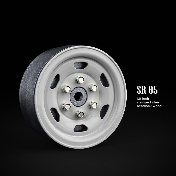 Gmade 1.9 SR05 Beadlock Wheels (Gloss White) (2)