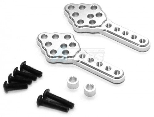 GPM Racing Aluminum Front/Rear Adjustable Shock Tower Mount with Multiple Angles (Up & Down) -1PR Silver