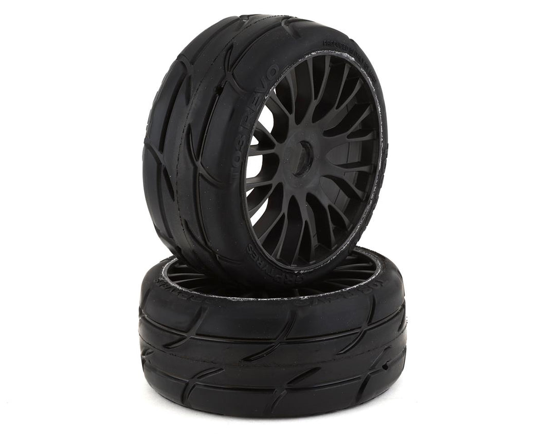 GRP GT - TO3 Revo Belted Pre-Mounted 1/8 Buggy Tires (Black) (2) XM5 Medium compound  w/FLEX Wheel
