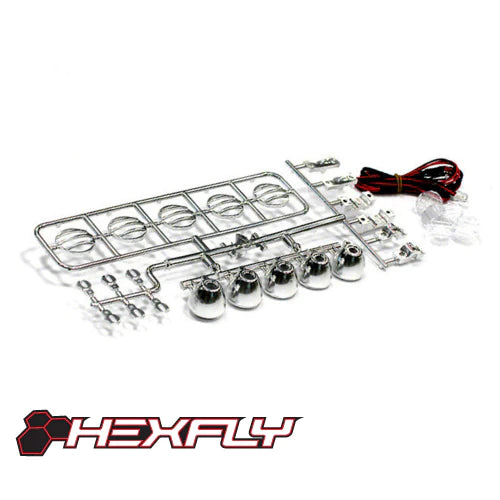 RedCat LED Crawler Light Bar Set(5 Spotlight) Chrome (LED lights are white, Plastic Light bar is chrome)