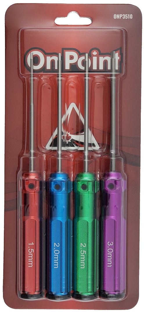 On Point Hex Screwdrivers (4) Size: 1.5mm, 2.0mm, 2.5mm, 3.0mm