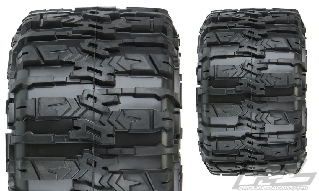 Pro-Line Trencher HP 3.8" All Terrain BELTED Tires Mounted on Raid Black 8x32 Removable Hex Wheels (2) for 17mm MT Front or Rear