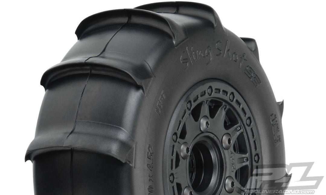 Pro-Line Sling Shot SC 2.2"/3.0" Sand Tires Mounted on Raid Black 6x30 Removable Hex Wheels (2) for Slash 2wd & Slash 4x4 Front or Rear