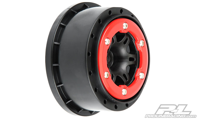 Pro-Line Split Six 2.2"/3.0" Red/Black Bead-Loc Wheels (2) for Slash 2wd Rear & Slash 4x4 Front or Rear