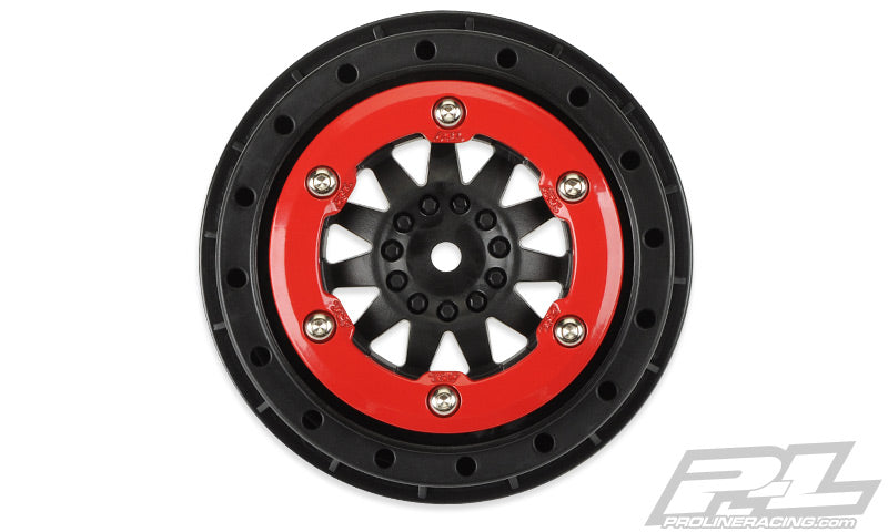 Pro-Line ProTrac Suspension Kit F-11 2.2"/3.0" Red/Black Bead-Loc Wheels (2) for SC10, 22SCT & all ProTrac Slash Kits Front or Rear