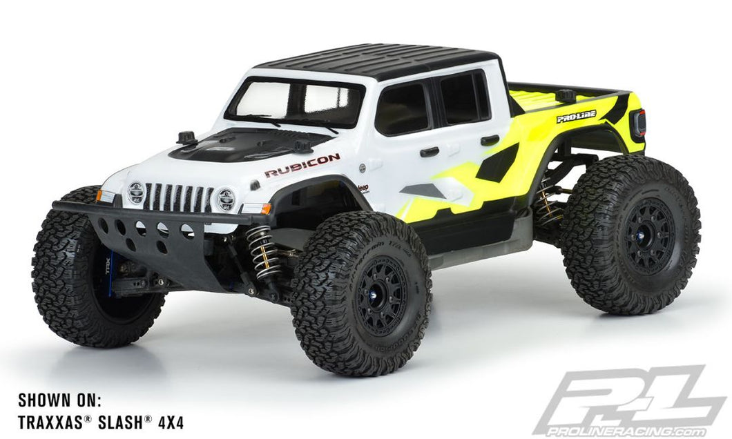 Pro-Line Jeep Gladiator Rubicon Clear Body for Slash 2wd/4x4 (with LCG chassis & extended body mounts), ARRMA Senton 3S (W/O side guards), E-REVO 2.0 (with extended body mounts) & PRO-Fusion SC 4x4