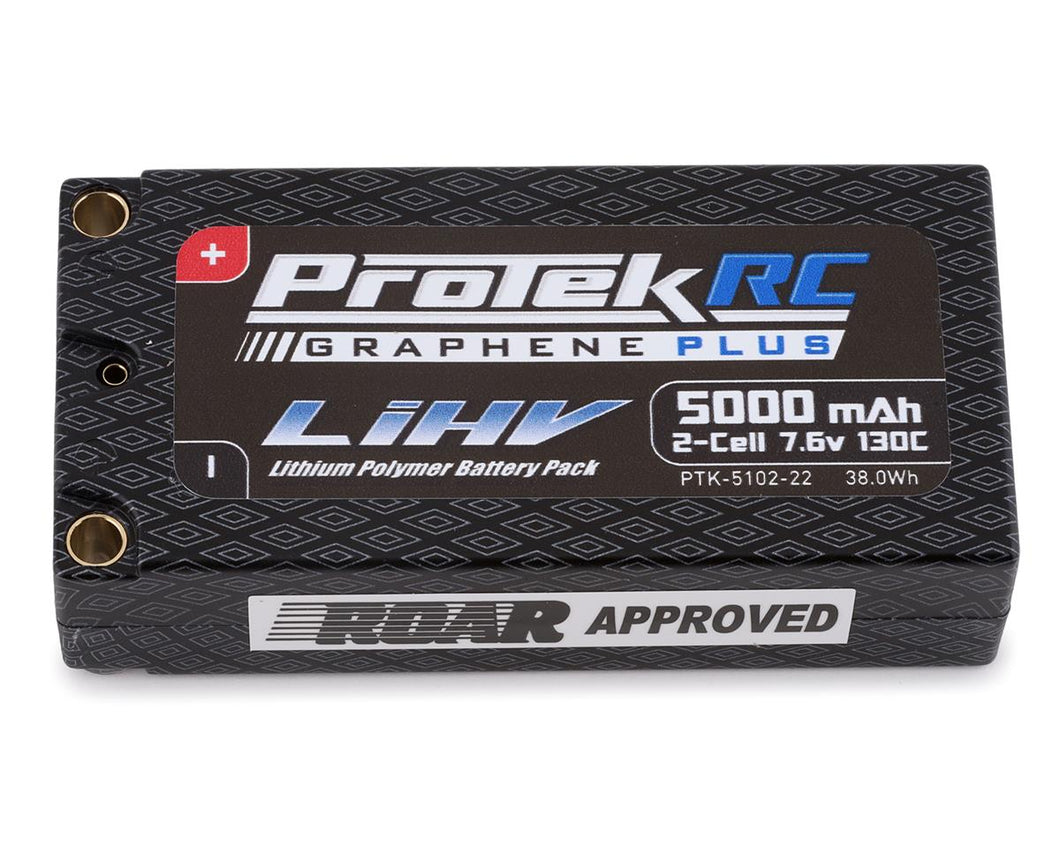 ProTek RC 2S 130C Low IR Si-Graphene + HV Shorty LiPo Battery (7.6V/5000mAh) w/5mm Connectors (ROAR Approved)