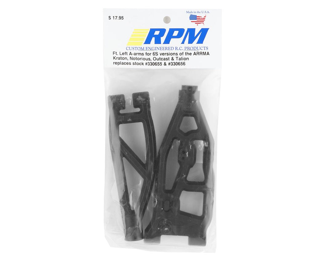 RPM Arrma Kraton/Outcast 6S Front Left Upper & Lower Suspension Arm Set (Black)