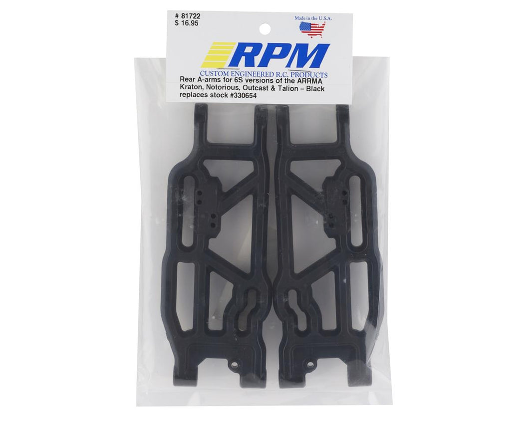 RPM Arrma Kraton/Outcast V5 6S Rear Suspension Arm Set (Black)