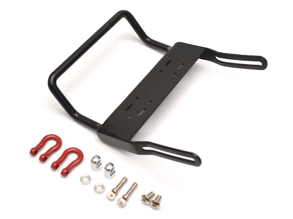 Team Raffee Co. Steel Front Bumper A With Towing Hooks - 1 Set Black for Axial SCX10