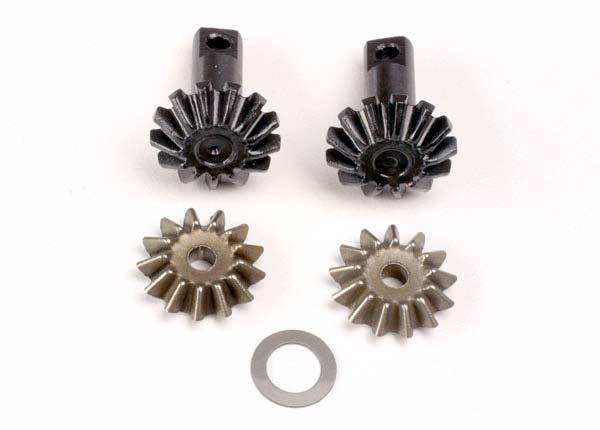Traxxas Diff gear set: 13-T output gear shafts (2)/ 13-T spider gears (2)/ spider shaft (1)/ 6x10x0.5mm PTFE-coated washer (1)