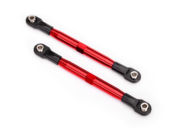 Traxxas Toe links (TUBES red-anodized, 7075-T6 aluminum, stronger than titanium) (87mm) (2)/ rod ends, rear (4)/ rod ends, front (4)/ aluminum wrench (1)