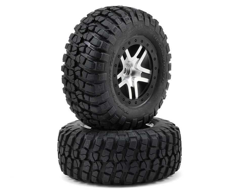 Traxxas BFGoodrich Mud TA Rear Tires (2) (Satin Chrome) (S1) w/Split-Spoke Rear Wheel