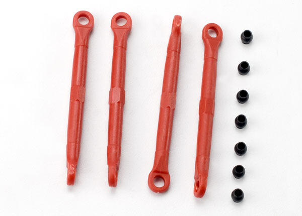 Traxxas Toe link, front & rear (molded composite) (red) (4)/ hollow balls (8)