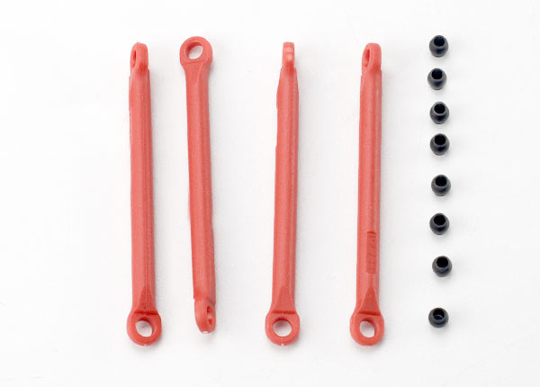 Traxxas Push rod (molded composite) (red) (4)/ hollow balls (8)