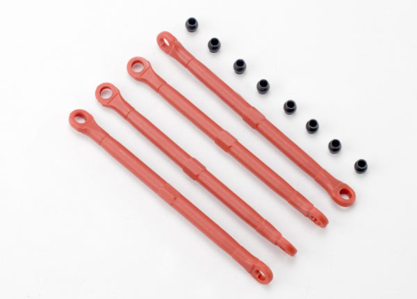 Traxxas Toe link, front & rear (molded composite) (red) (4)/ hollow balls (8)