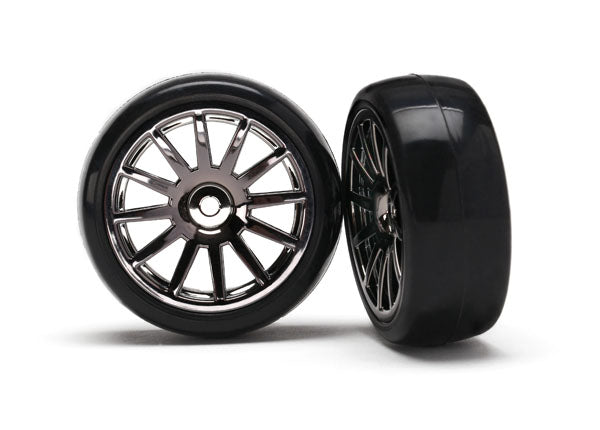 Traxxas LaTrax Pre-Mounted Slick Tires & 12-Spoke Wheels (Black)