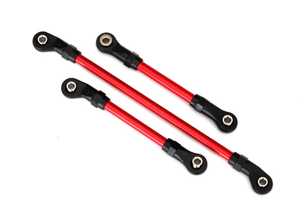 Traxxas Steering link, 5x117mm (1)/ draglink, 5x60mm (1)/ panhard link, 5x63mm (red powder coated steel) (assembled with hollow balls) (for use with #8140R TRX-4 Long Arm Lift Kit)