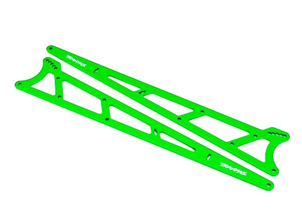 Traxxas Side plates, wheelie bar, green (aluminum) (2)