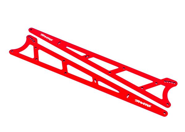 Traxxas Side plates, wheelie bar, red (aluminum) (2)