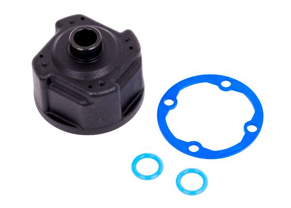 Traxxas Carrier, differential/ differential bushing (metal)/ o-rings (2)/ ring gear gasket