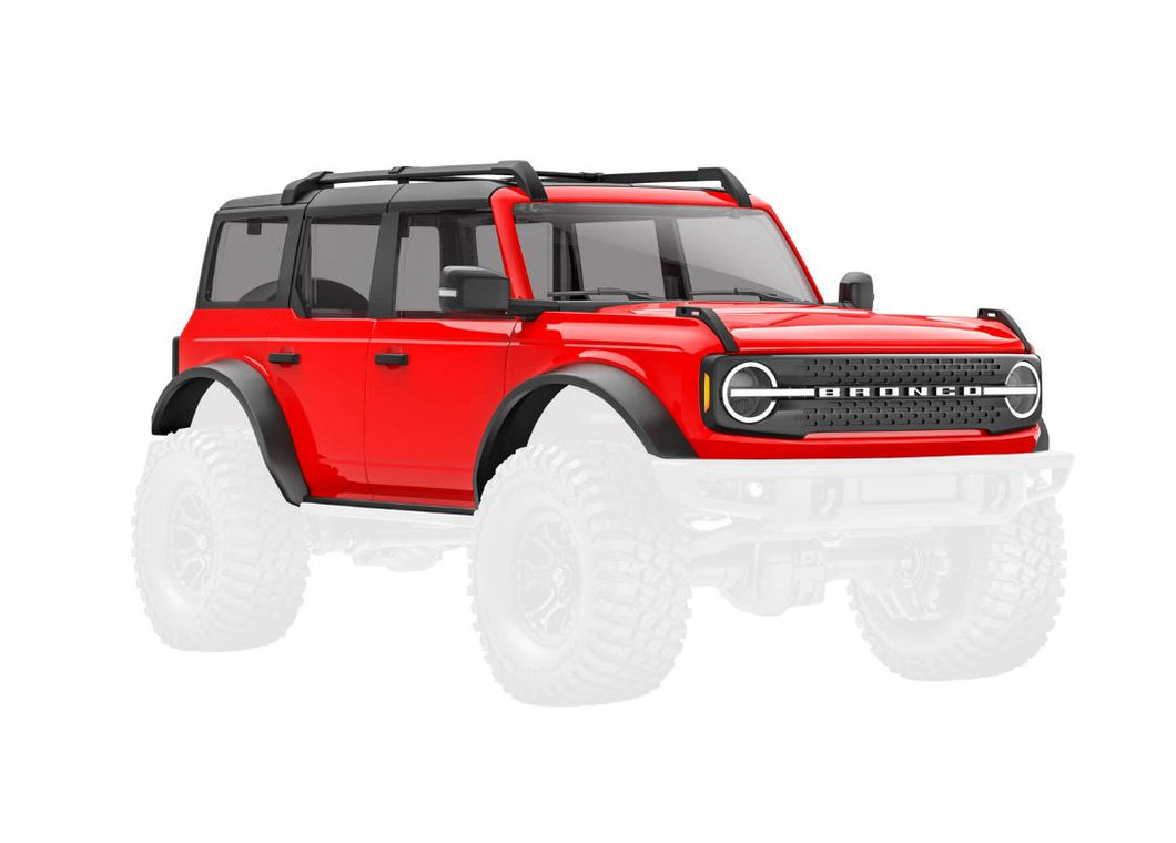 Traxxas Body, Ford Bronco (2021), Complete, Red (Includes Grille, Side Mirrors, Door Handles, Fender Flares, Windshield Wipers, Spare Tire Mount, & Clipless Mounting)