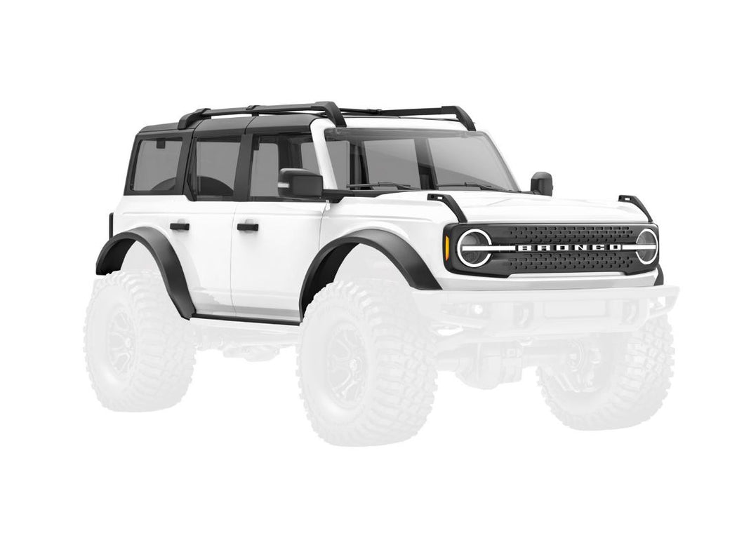 Traxxas Body, Ford Bronco (2021), Complete, White (Includes Grille, Side Mirrors, Door Handles, Fender Flares, Windshield Wipers, Spare Tire Mount, & Clipless Mounting)