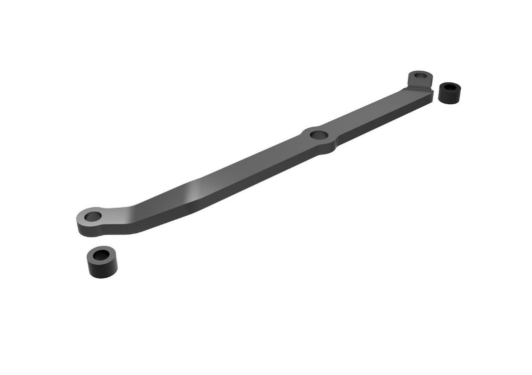 Traxxas Steering Link, 6061-T6 Aluminum (Dark Titanium-Anodized)/ Servo Horn, Metal/ Spacers (2)/ 3X6mm Ccs (With Threadlock) (1)/ 2.5X7mm Ss (With Threadlock) (1)