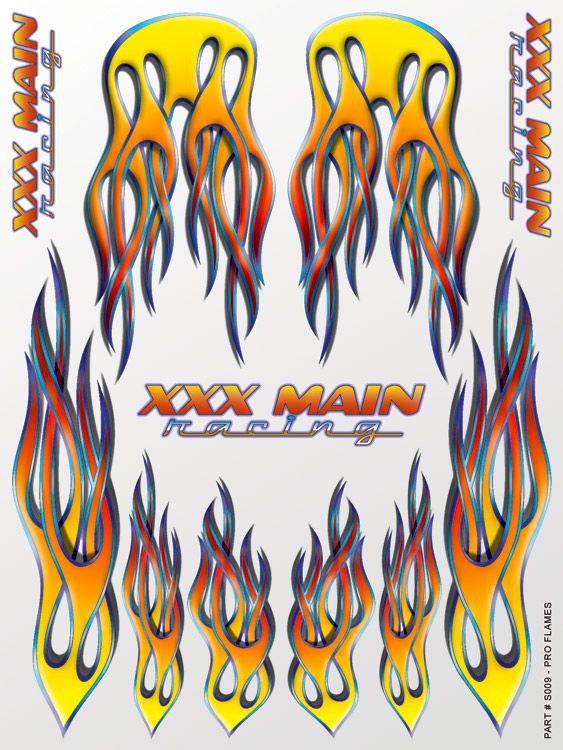 XXX Main Racing Pro Flames Sticker Sheet