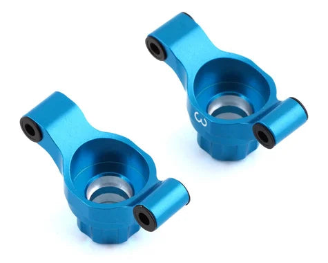 Yeah Racing Tamiya TT-02 Aluminum Rear Hubs (Blue) (2) (3° Toe-In)